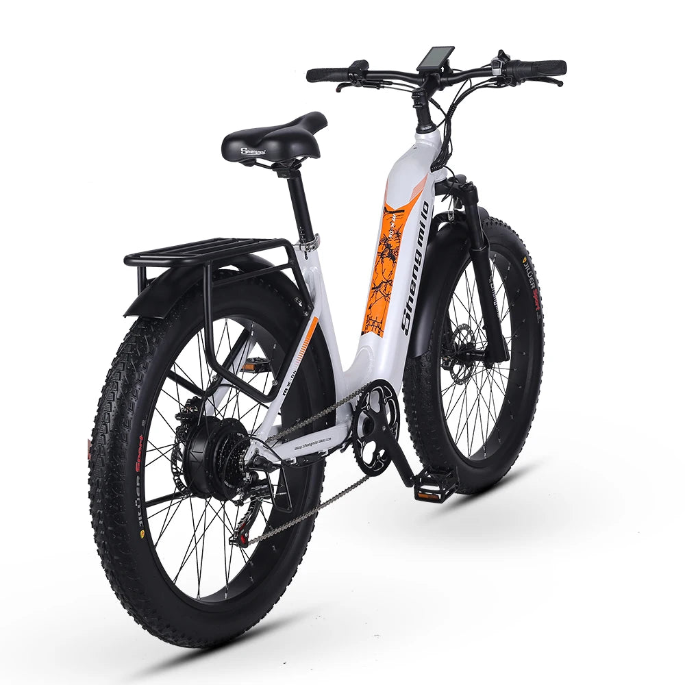 SHENGMILO Electric Hybrid Bike Ebike 48V 500W 17.5Ah 26*3.0 Fat Tire Women's Mountain Bicycle  Rear Hub Motor Off-Road