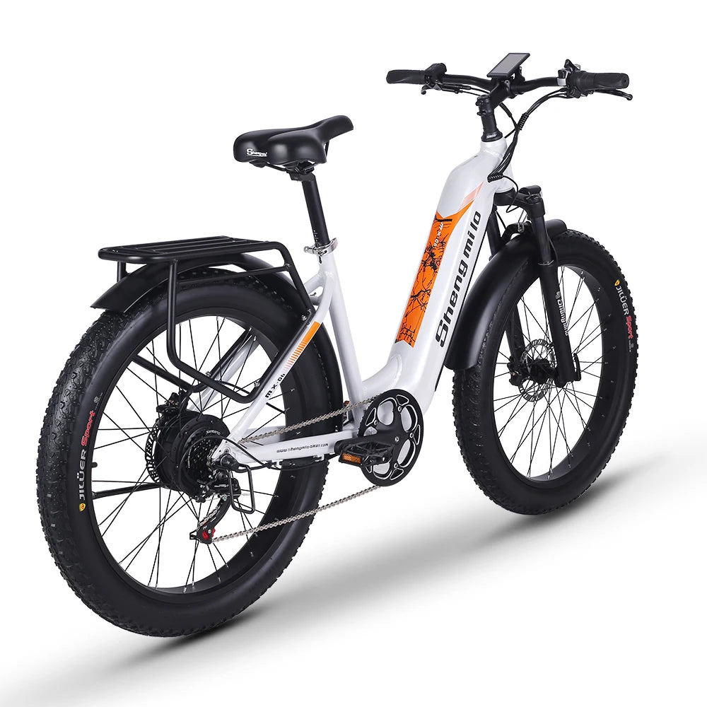 SHENGMILO Electric Hybrid Bike Ebike 48V 500W 17.5Ah 26*3.0 Fat Tire Women's Mountain Bicycle  Rear Hub Motor Off-Road