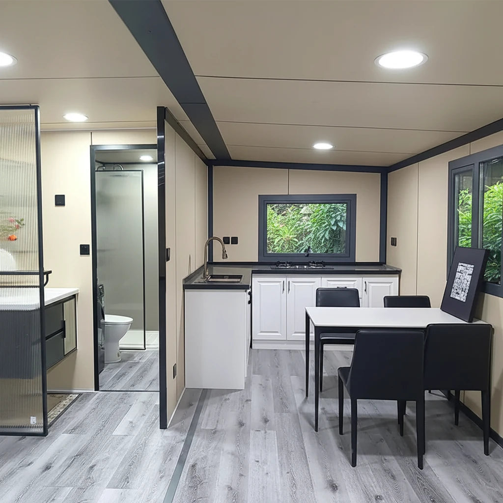 Turnkey Prefab House Modular Home 40Ft for Family Living, Backyard Adu, Ready to Move In, Insulated Steel Frame Build Kit