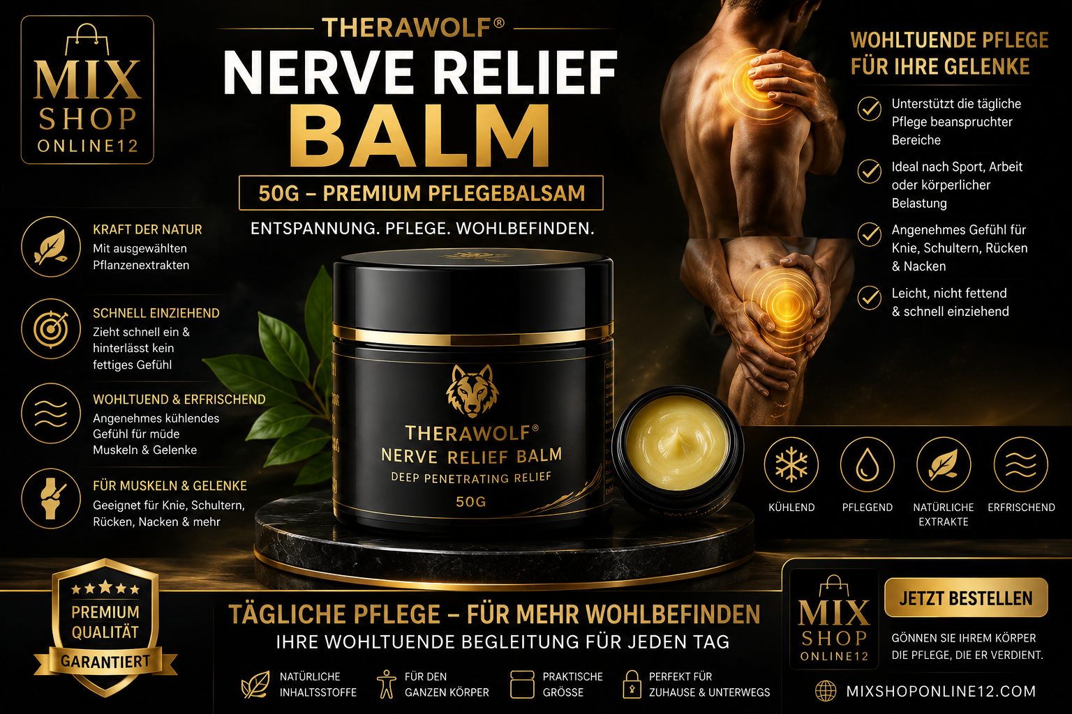 Therawolf Nerve Relief Balm 50 g | Premium Gelenk- & Muskelpflege