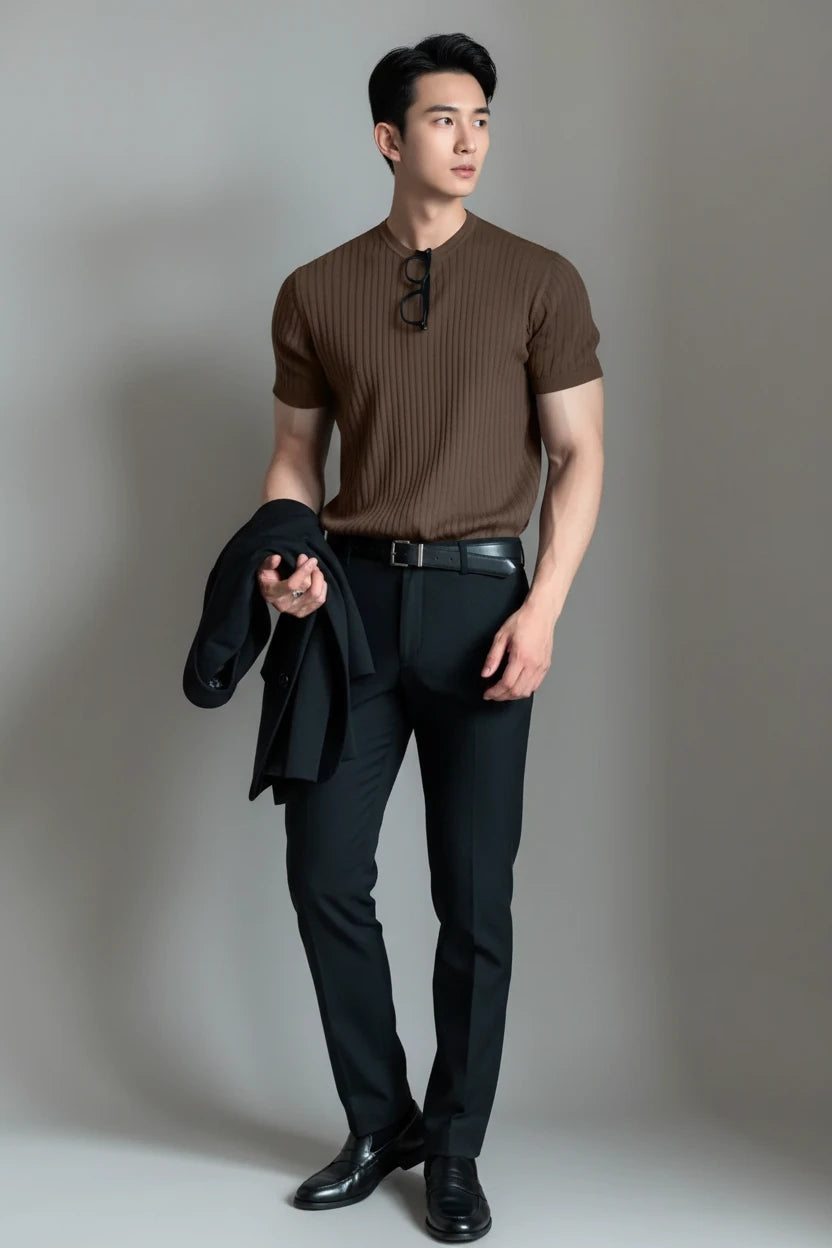 T-Shirt Herren Persönlichkeit Trend Kurzarm Herren Klassisch Komfortabel Casual T-Shirt Herren Mode Strickwaren Herren Sportshirt Herren