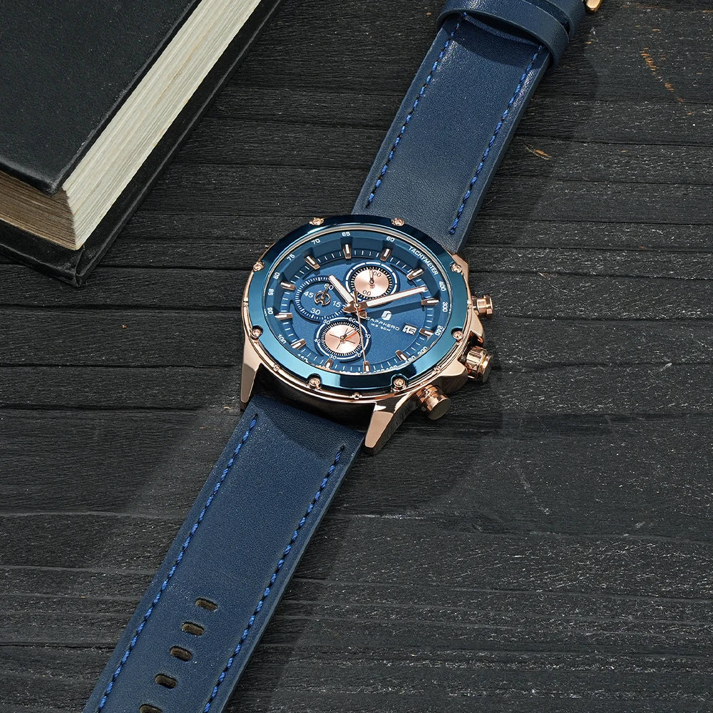 BENYAR BY Herrenuhr Uhren Herren Wasserdicht Herrenuhren Chronograph männer Armbanduhr für Herren Gold/Silber/Blau/Schwarz Eleganz Lederarmband/Edelstahl Quarz Geburtstags/Weihnachts