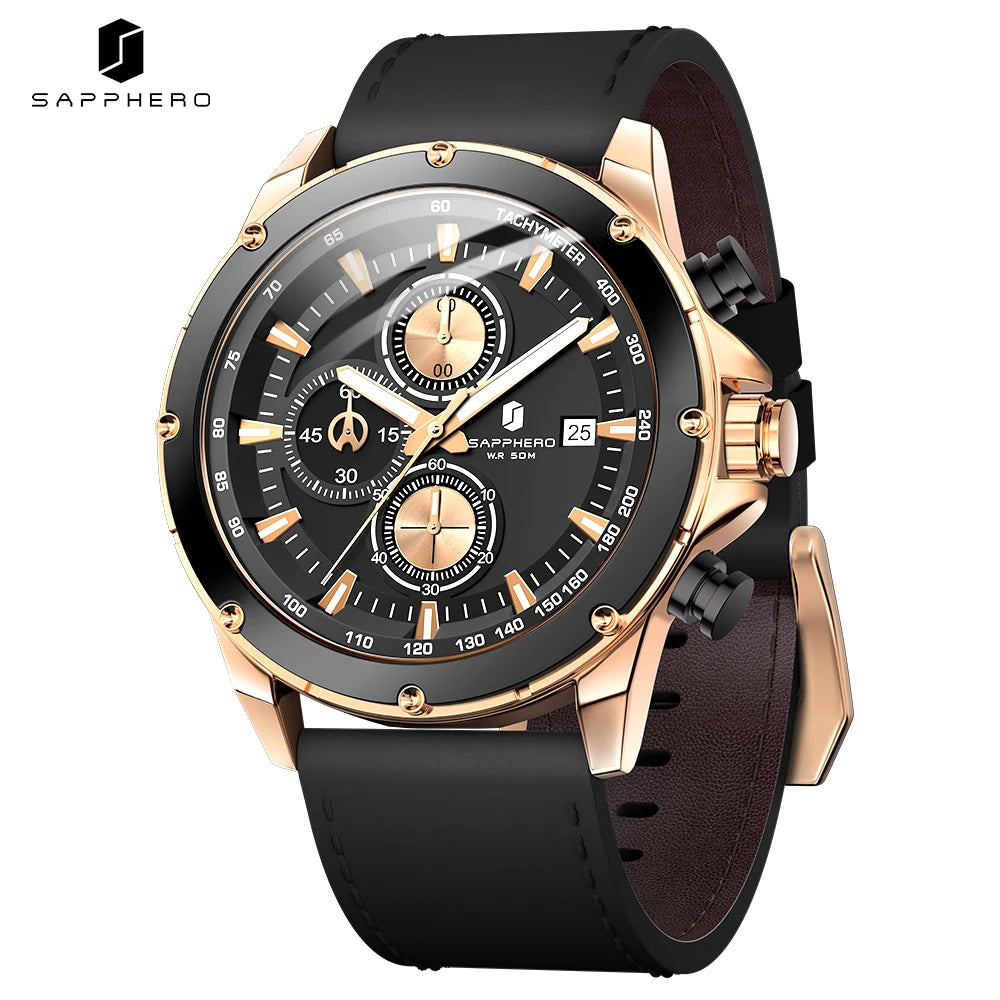 BENYAR BY Herrenuhr Uhren Herren Wasserdicht Herrenuhren Chronograph männer Armbanduhr für Herren Gold/Silber/Blau/Schwarz Eleganz Lederarmband/Edelstahl Quarz Geburtstags/Weihnachts