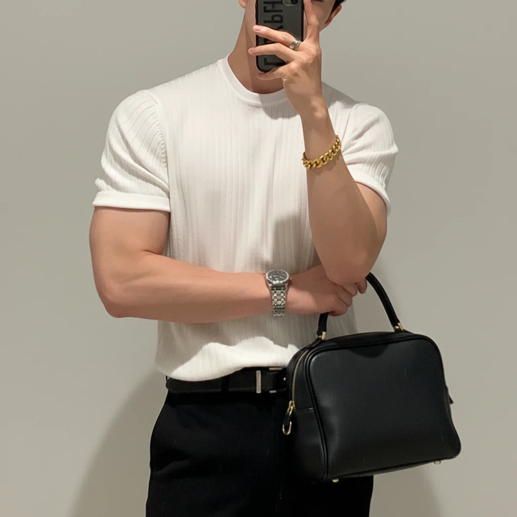 T-Shirt Herren Persönlichkeit Trend Kurzarm Herren Klassisch Komfortabel Casual T-Shirt Herren Mode Strickwaren Herren Sportshirt Herren