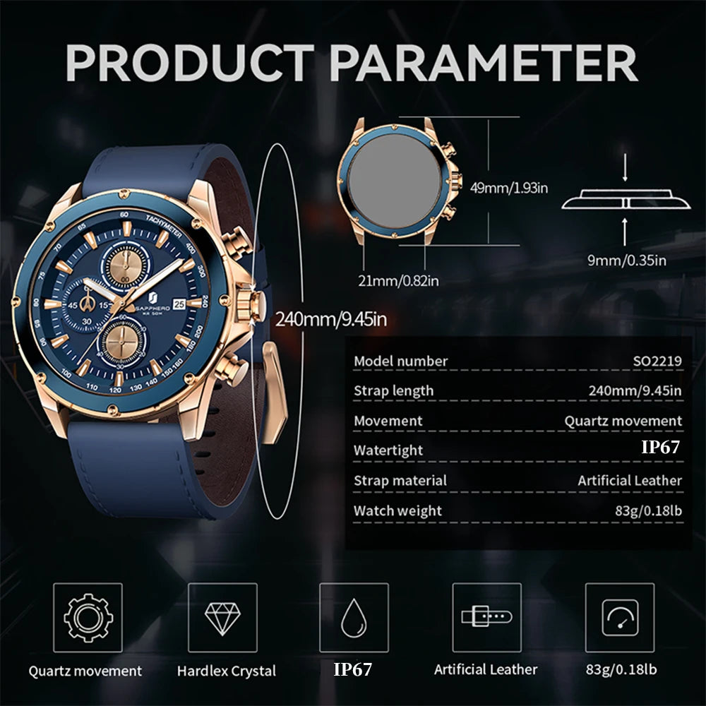 BENYAR BY Herrenuhr Uhren Herren Wasserdicht Herrenuhren Chronograph männer Armbanduhr für Herren Gold/Silber/Blau/Schwarz Eleganz Lederarmband/Edelstahl Quarz Geburtstags/Weihnachts