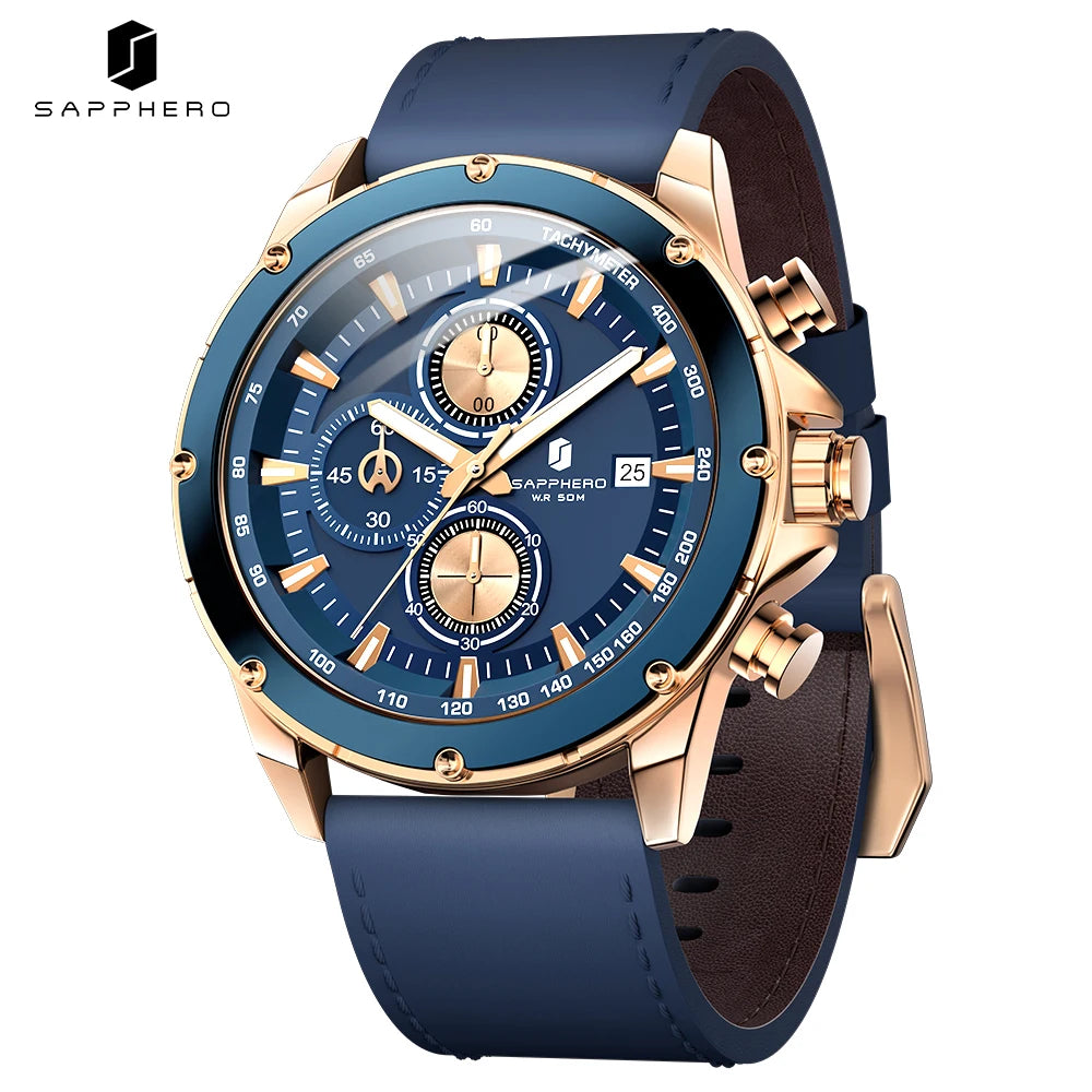 BENYAR BY Herrenuhr Uhren Herren Wasserdicht Herrenuhren Chronograph männer Armbanduhr für Herren Gold/Silber/Blau/Schwarz Eleganz Lederarmband/Edelstahl Quarz Geburtstags/Weihnachts