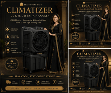 CLimatizer DC 135L Desert Air Cooler Aluminum 490W Electric Commercial & Household Use Hotel 1500 Sq.ft. Cooling Area - Mixshoponline12