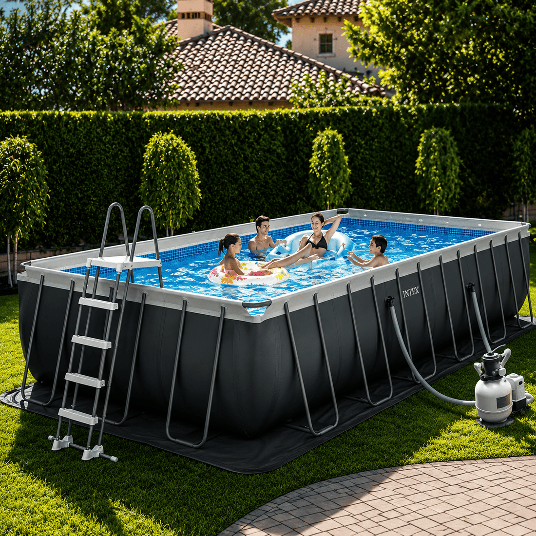INTEX ADS-IWP00192 24ft x 12ft x 4.3ft Steel Framed PVC Swimming Pool (Modell 26364): INTEX Ultra XTR Frame Pool 26364 – 24ft × 12ft × 4.3ft Genießen Sie den Sommer in Ihrem eigenen Garten mit dem hochwertigen INTEX Ultra XTR Frame Pool. Dank seiner rob - Mixshoponline12
