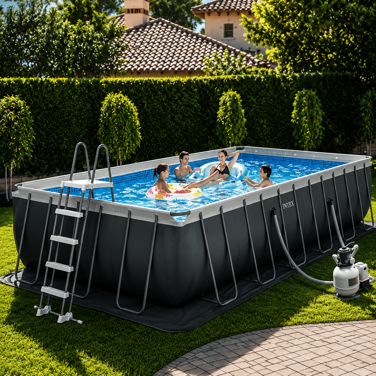 INTEX ADS-IWP00192 24ft x 12ft x 4.3ft Steel Framed PVC Swimming Pool (Modell 26364): INTEX Ultra XTR Frame Pool 26364 – 24ft × 12ft × 4.3ft Genießen Sie den Sommer in Ihrem eigenen Garten mit dem hochwertigen INTEX Ultra XTR Frame Pool. Dank seiner rob - Mixshoponline12