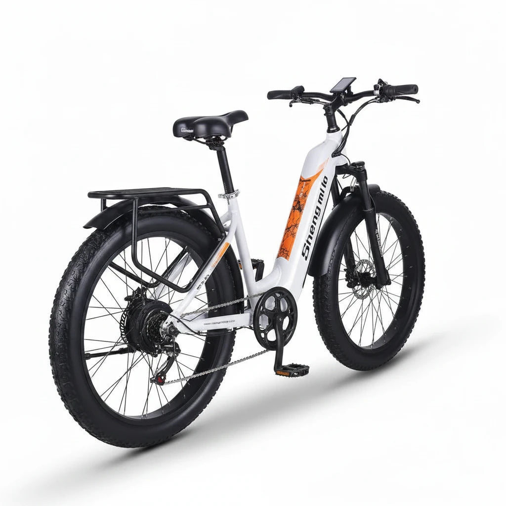 SHENGMILO Electric Hybrid Bike Ebike 48V 500W 17.5Ah 26*3.0 Fat Tire Women's Mountain Bicycle Rear Hub Motor Off-Road - Mixshoponline12