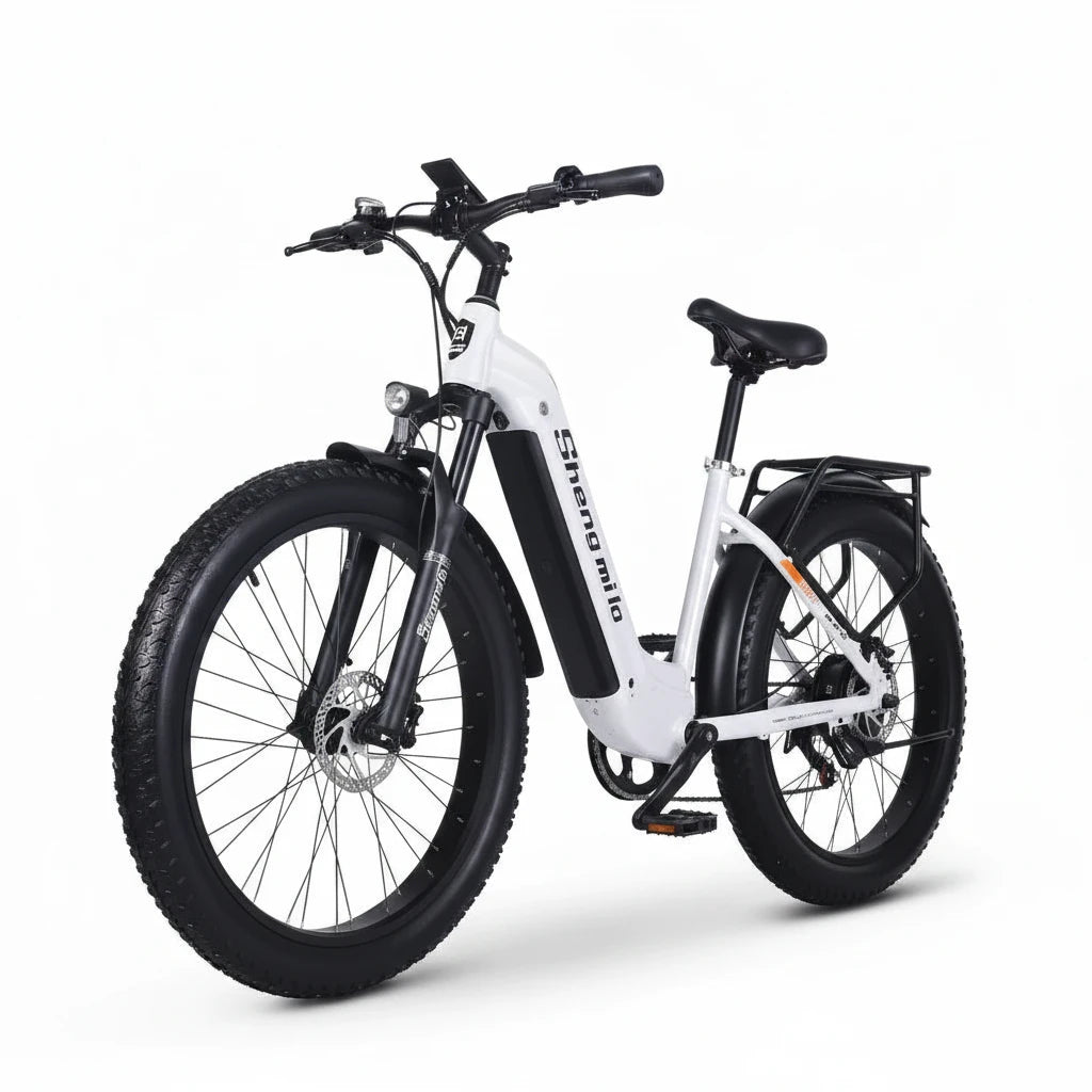 SHENGMILO Electric Hybrid Bike Ebike 48V 500W 17.5Ah 26*3.0 Fat Tire Women's Mountain Bicycle Rear Hub Motor Off-Road - Mixshoponline12